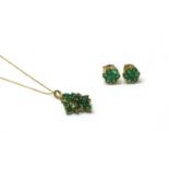 A pair of 9ct gold emerald cluster earrings,