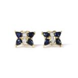 A pair of 9ct gold sapphire and diamond butterfly earrings,