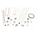 A quantity of silver gem set jewellery,