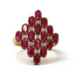 A 9ct gold ruby and diamond ring