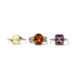 A 9ct gold ametrine and diamond ring,