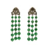 A pair of glass bead drop earrings,