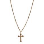 A gold cross and chain,