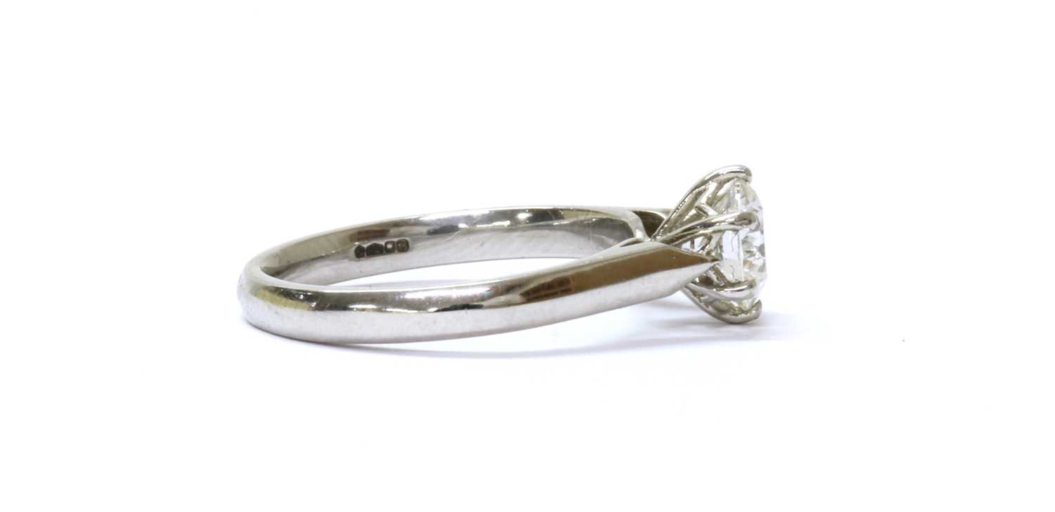 A platinum single stone diamond ring, - Image 2 of 3