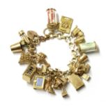 A gold charm bracelet,