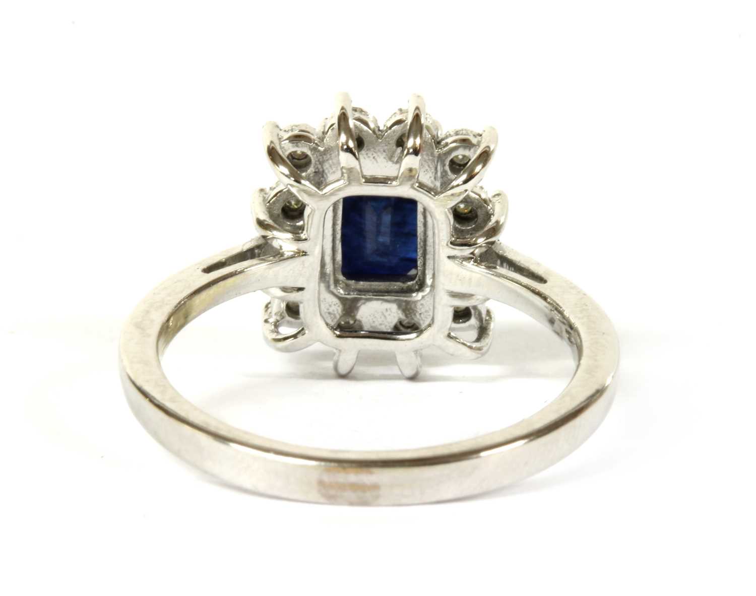 A white gold sapphire and diamond cluster ring, - Image 2 of 3
