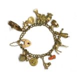 A gold charm bracelet,