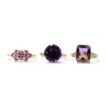 A 9ct gold pink sapphire and diamond ring,