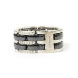 An 18ct white gold and black ceramic Chanel 'J12 Ultra' ring,