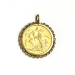 An Edward VII sovereign pendant,