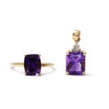 A 9ct gold single stone amethyst ring,