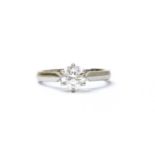 A platinum single stone diamond ring,