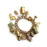 A gold charm bracelet,