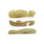 Three Chinese jade belt hooks,