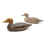 Two carved wood and painted duck decoys,