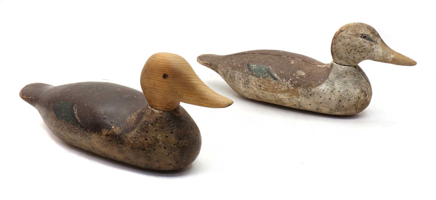 Two carved wood and painted duck decoys, - Image 2 of 8