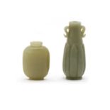 Two Chinese carved jade snuff bottles,