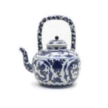 A Chinese blue and white teapot and cover,