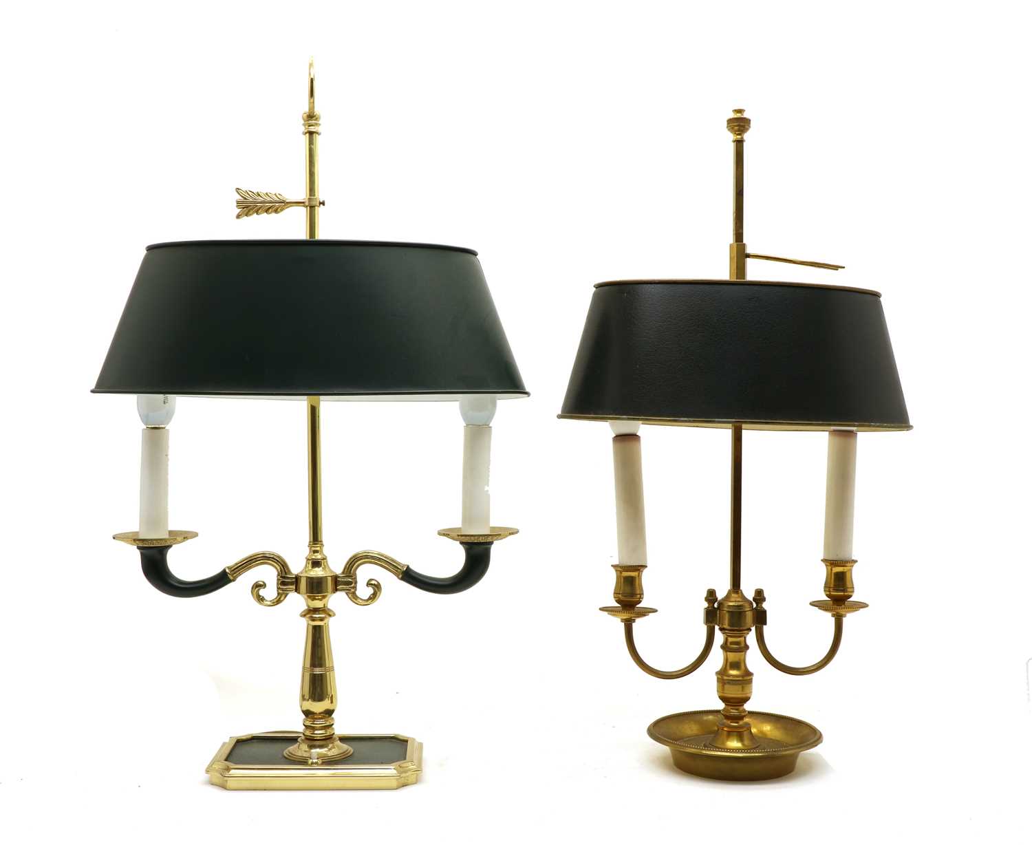 Two Empire style brass two-light table lamps, - Image 2 of 2