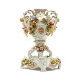 A Dresden porcelain vase on stand,