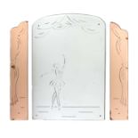 An Art Deco triptych wall mirror,