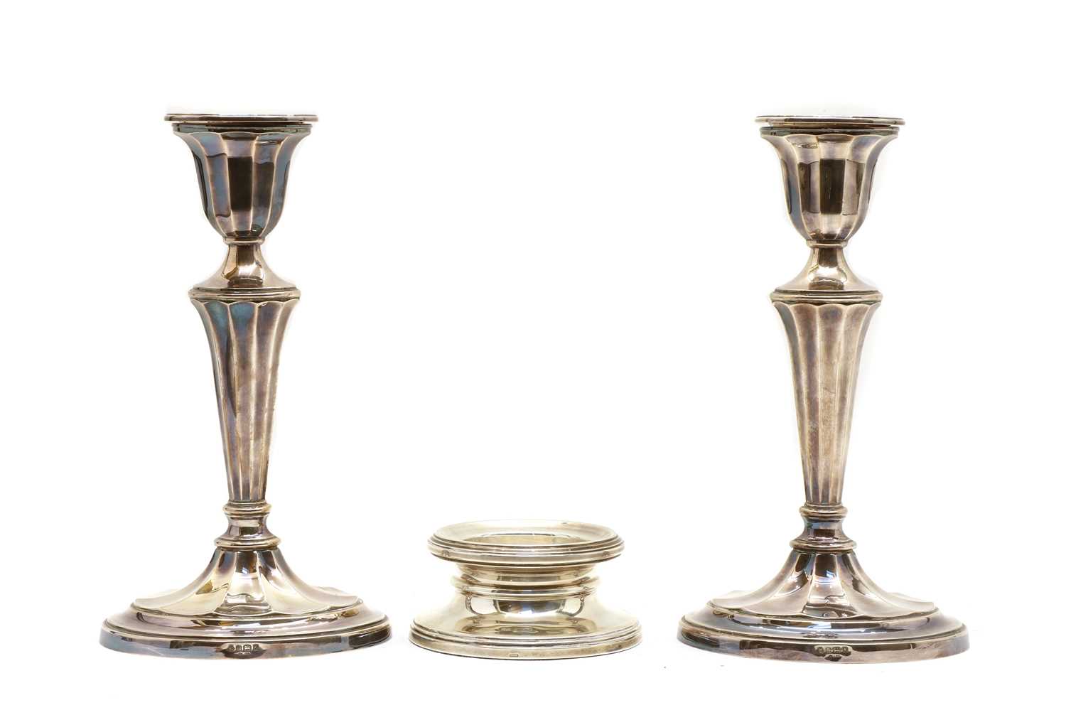 A pair of silver candlesticks, - Image 2 of 2