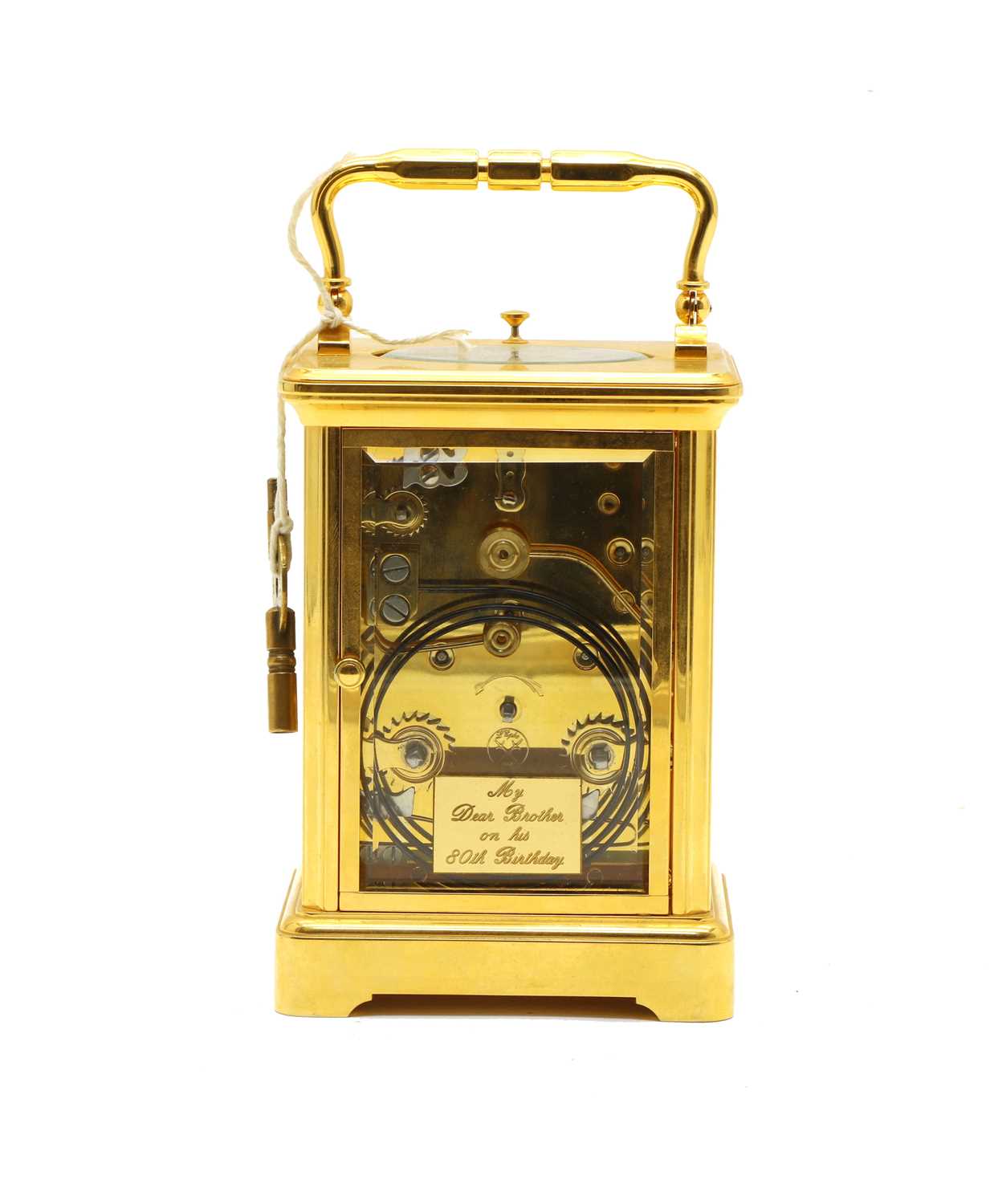 A lacquered brass carriage clock, - Image 3 of 4