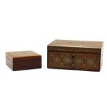 Two Moorish mother-of-pearl and brass inlaid boxes,