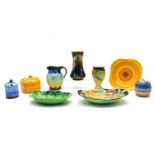 A collection of various Art Deco pottery,