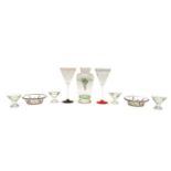 Four Art Deco coloured cocktail glasses,