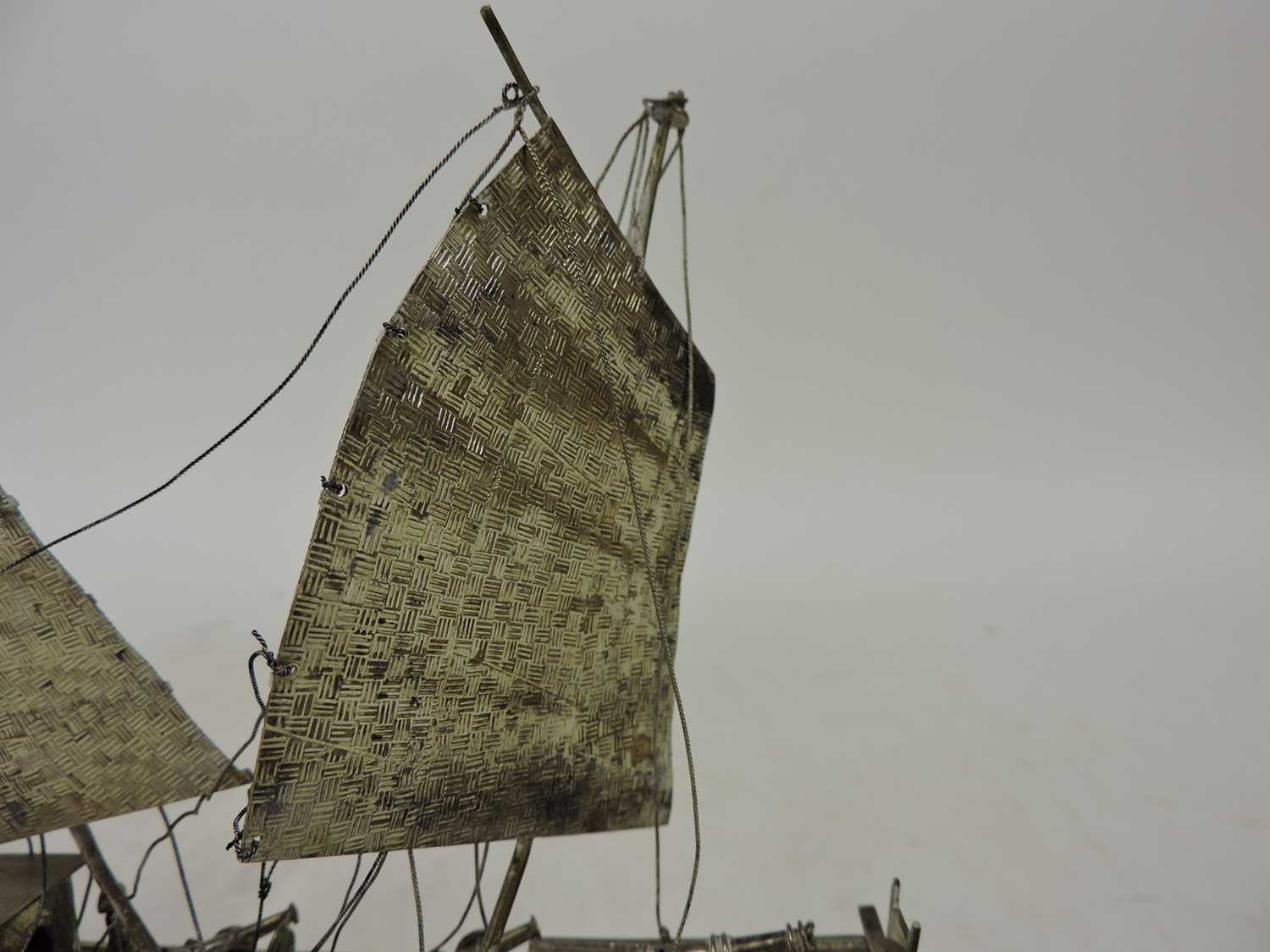 A Chinese export white metal model of a junk, - Image 19 of 19