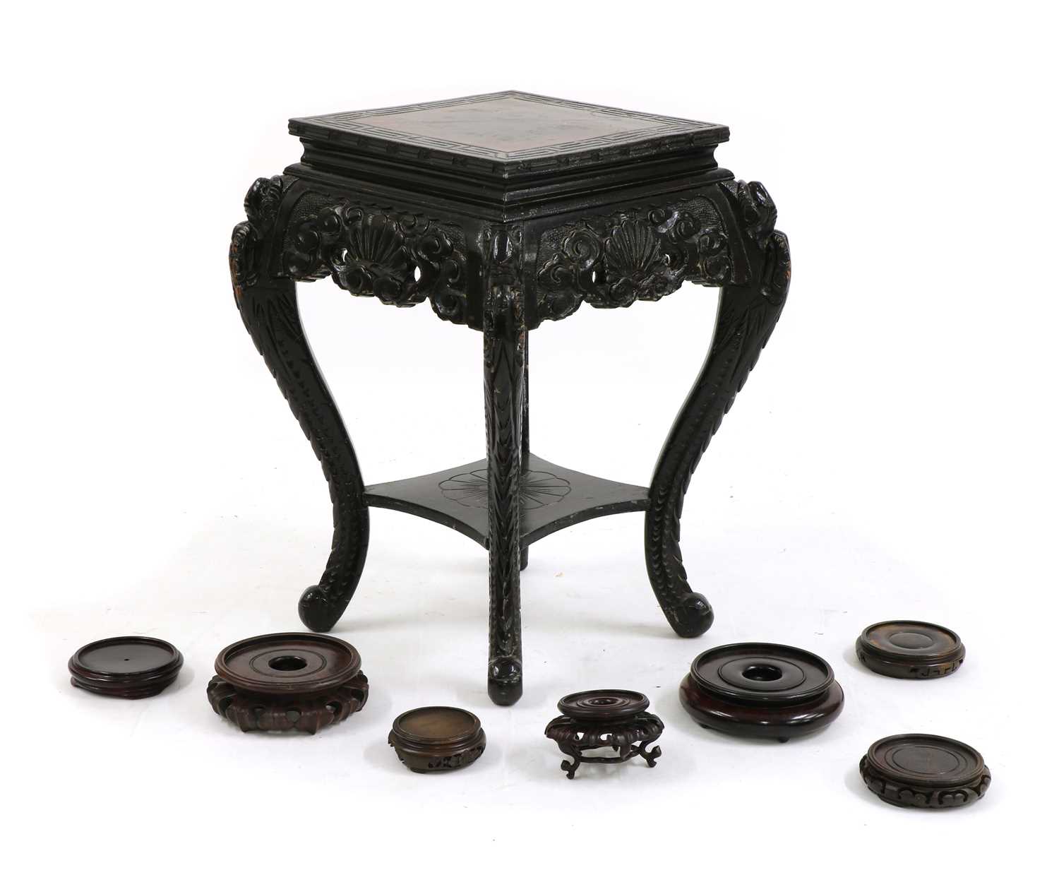 A Chinese laquered wood jardinere stand,