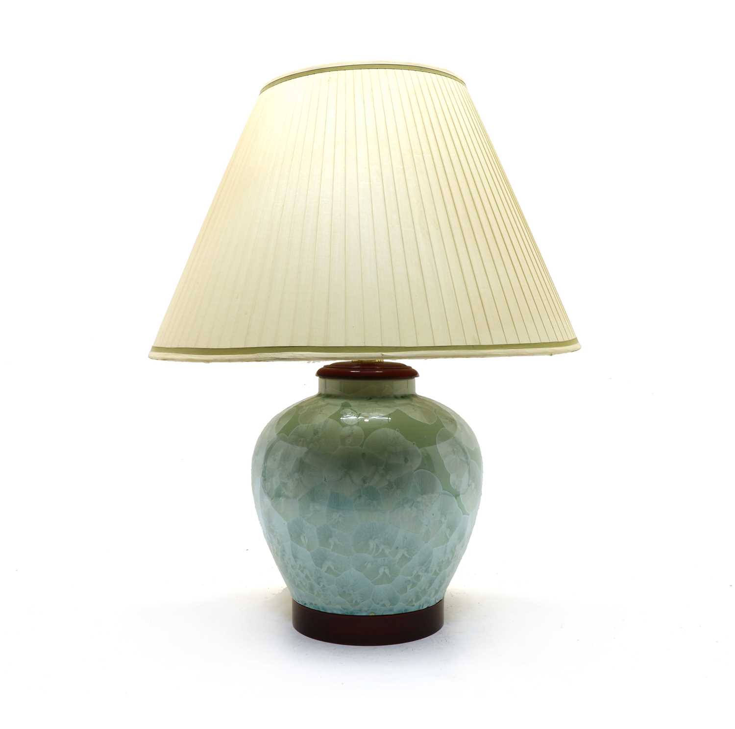 A modern green-glazed porcelain table lamp