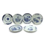 Six Chinese blue and white porcelain plates