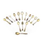 A collection of silver souvenir spoons,