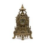 A Louis XV revival brass cased mantle clock