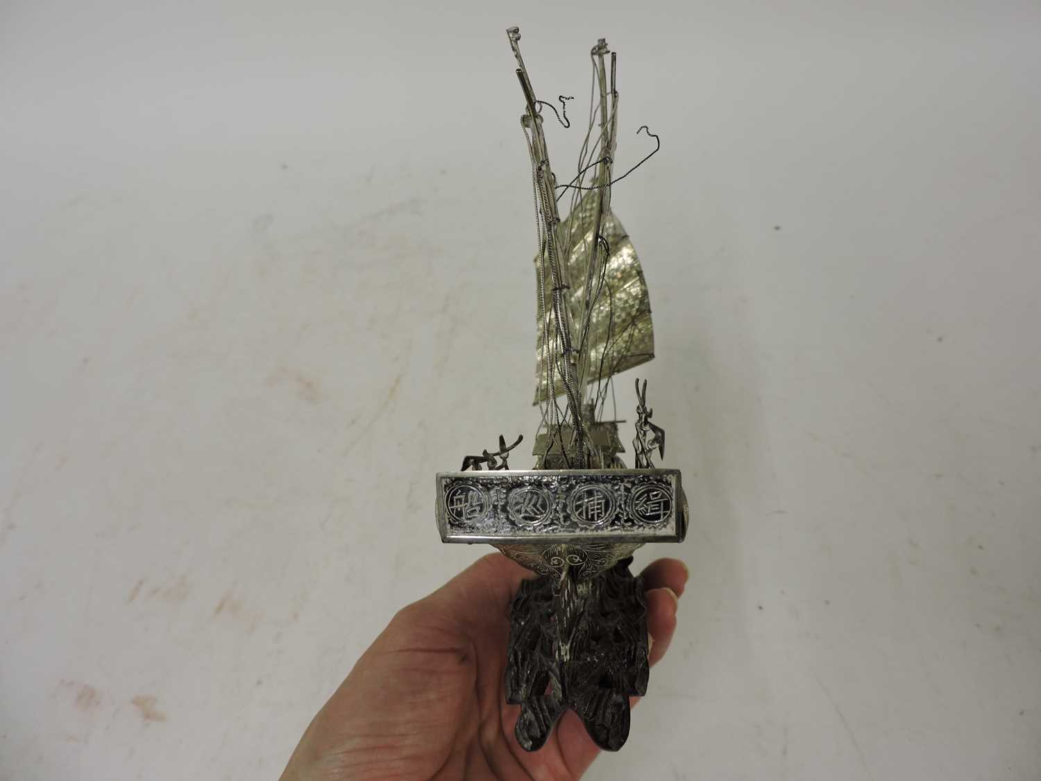 A Chinese export white metal model of a junk, - Image 17 of 19