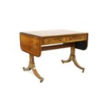 A Regency-style rosewood and satinwood crossbanded sofa table by Edwards & Roberts,