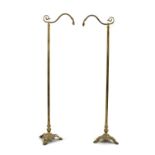 A pair of brass standard lamps,