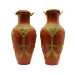 A pair of Japanese floor urns,