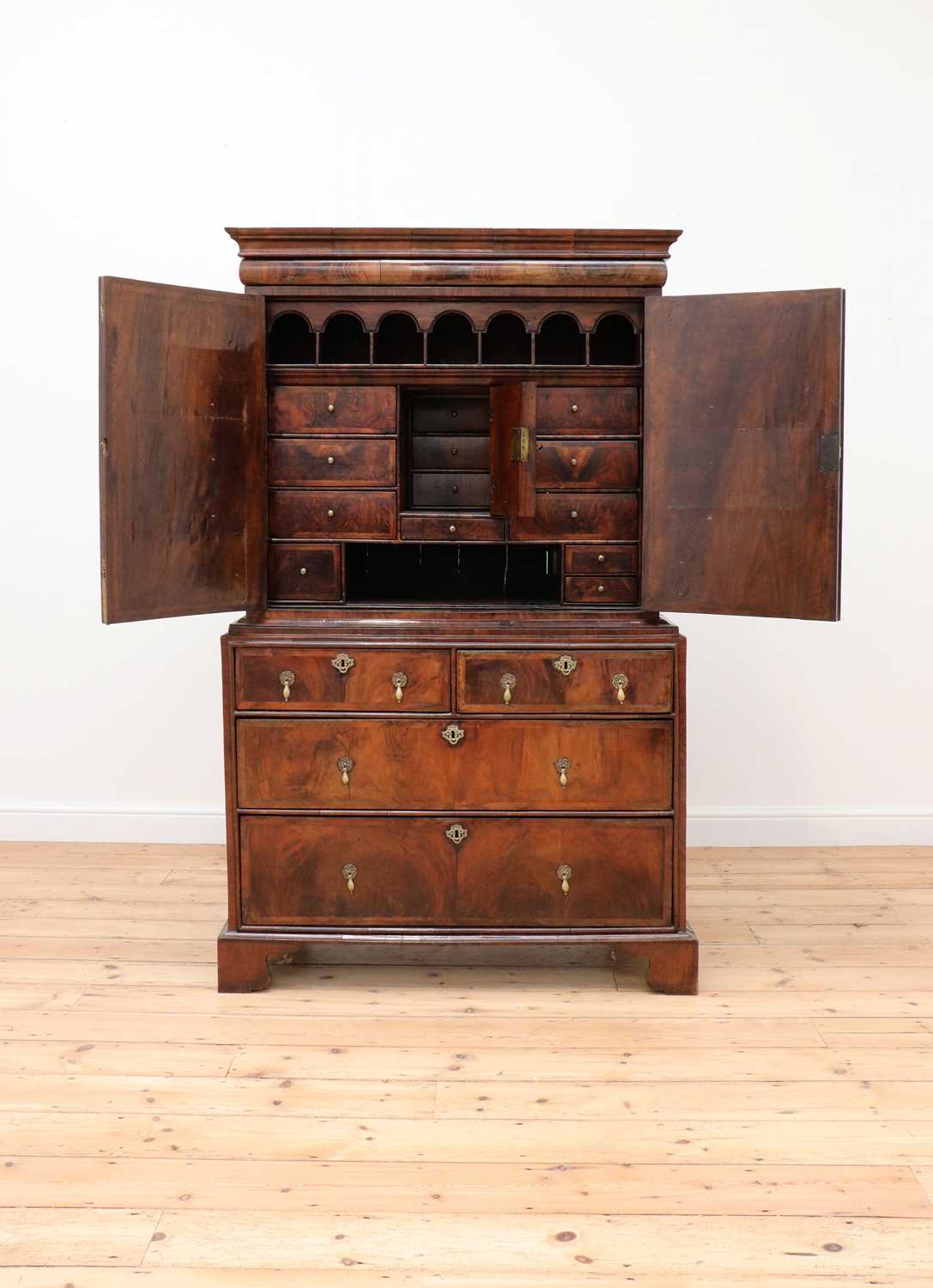 A walnut and feather-banded cabinet on chest, - Image 2 of 4