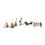 A collection of lead toy soldiers,