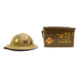WWII British Officer's helmet and ammunition case