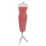 A Victoria Beckham pink strapless bodycon dress,