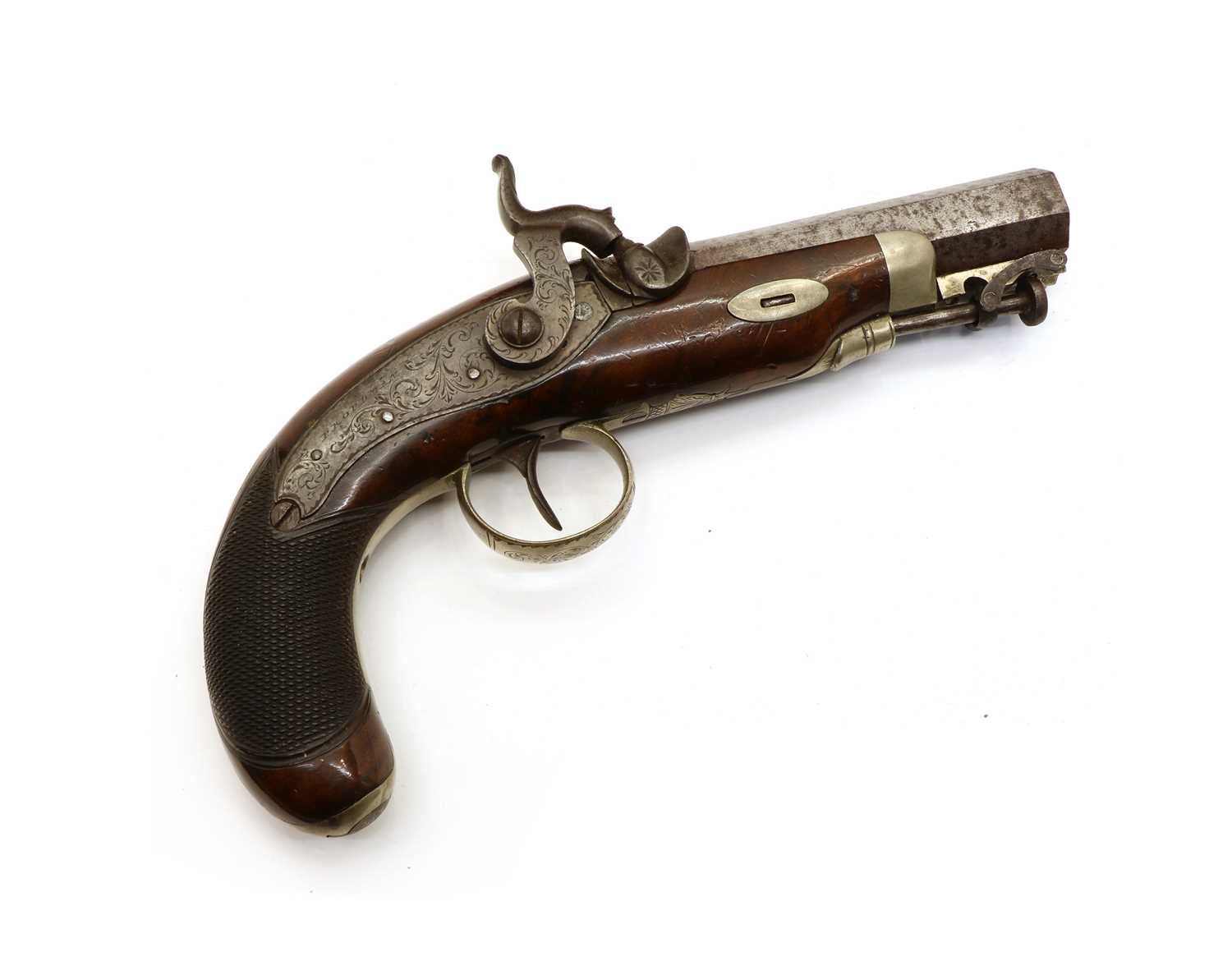 A percussion pistol with swivel ramrod,