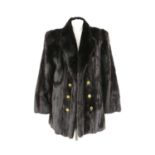 A double breasted dark brown mink fur blazer,