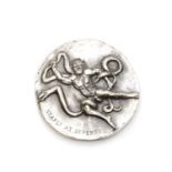 A silver-plated bronze medallion 'Searle at Seventy',