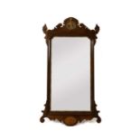 George III mahogany and parcel gilt fretwork wall mirror,