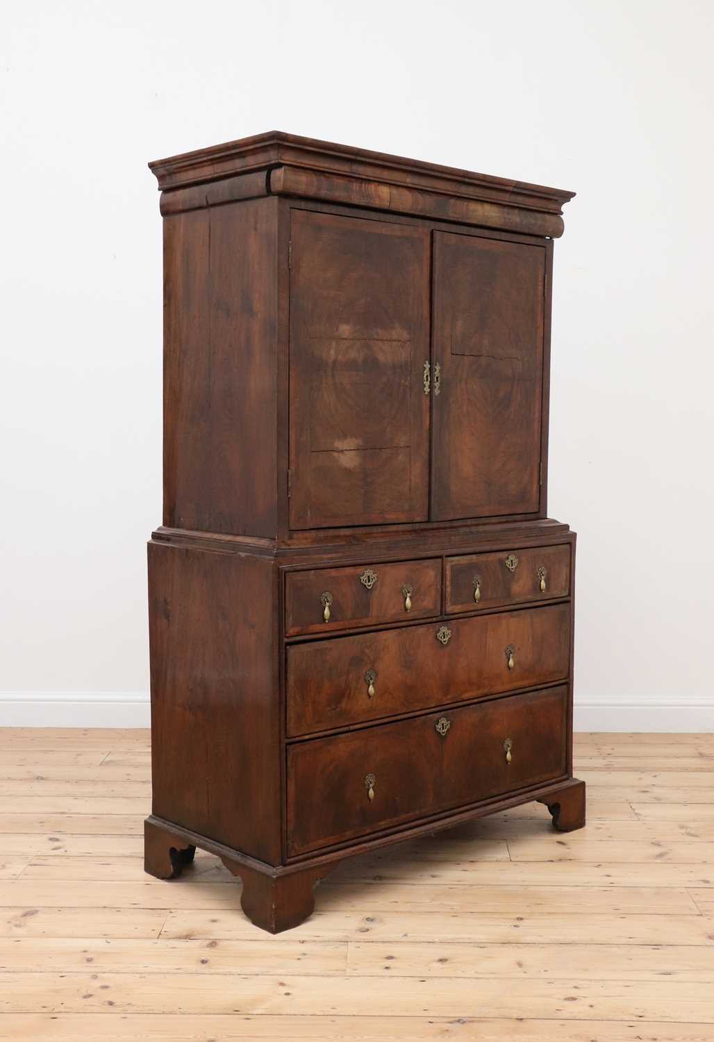 A walnut and feather-banded cabinet on chest, - Image 3 of 4