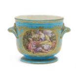 A Sevres porcelain twin-handled cache pot,